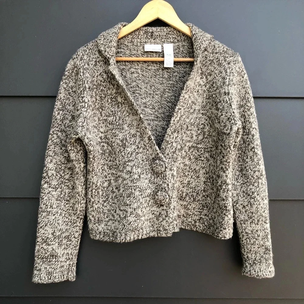 Cropped Wool mix Cardigan - Acrylic/wool mix - two-tone yarn - XL - Picture 3 of 8